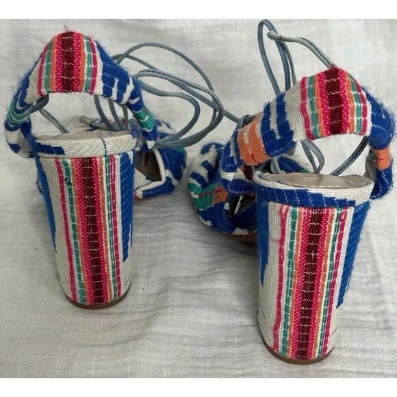 Schutz X Revolve Aliya Women Multicolor Leather Strappy Block Heel Size 8.5 - Picture 2 of 8